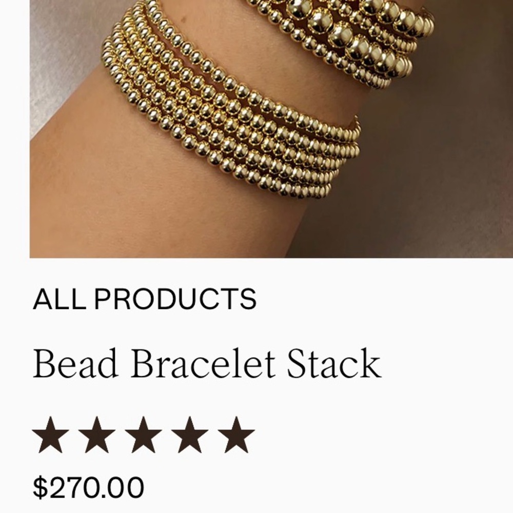 Zoe Lev 3mm Bead Bracelet 5 Stack yellow gold vermeil 925 silver